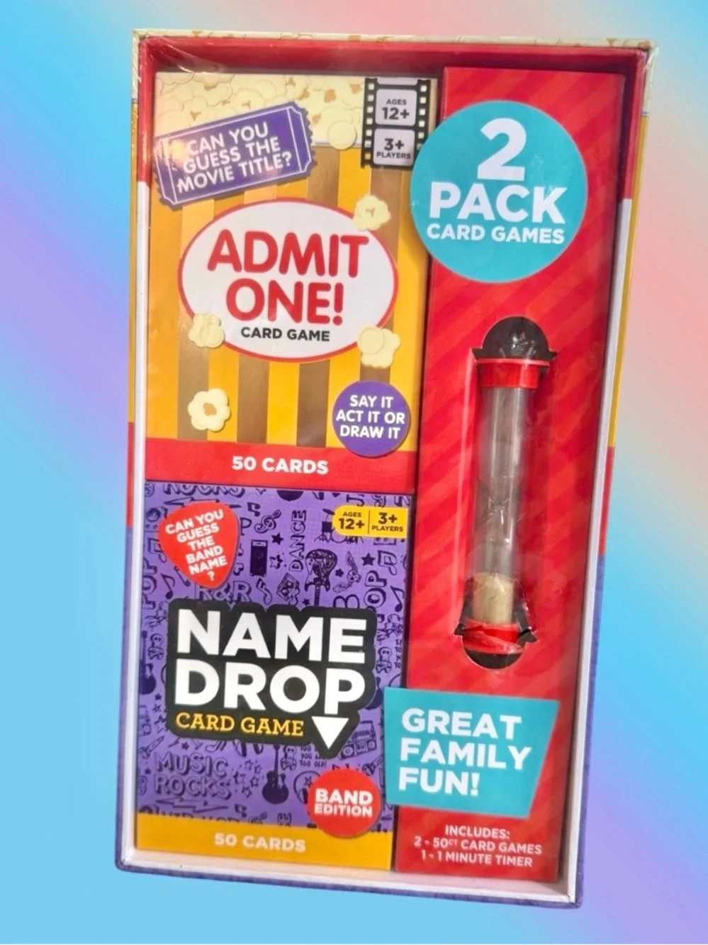 2-Pack Card Games Admit One & Name Drop with Timer | Family Game Night *NEW*